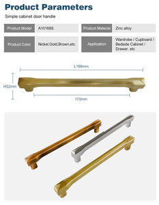 Vente en gros de poignées d'armoire modernes à texture dure en alliage de zinc très durables pour cuisine chambre à coucher salon placard armoire tiroirs - Product Image 3