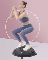 Ballon d'équilibre de yoga semi-circulaire 63 cm/24,8 pouces avec pompe à cordon PVC+ABS Écologique Anti-éclatement Multifonction Transparent