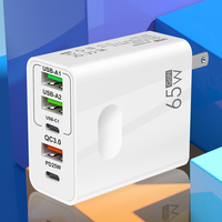 Chargeur de téléphone portable 65W avec prise EU/US, boîte nettoyée, 3USB+2PD, adaptateur secteur 5v2a, charge rapide, multi-ports, type C