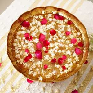 Plateaux décoratifs en aluminium Mogra Urli, grand modèle doré, élégant, pour la décoration de la maison, centre de table traditionnel, ethnique, fait main, élégant, Diwali - Product Image 2