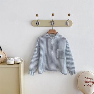 Nouvelle <span class=keywords><strong>chemise</strong></span> décontractée à manches longues rayée pour garçon, collection printemps-automne, vêtements pour bébés et enfants - Product Image 4