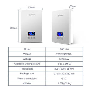 CE certified 220V 3KW-6KW LED Digital Display Instant Electric Water Heater Quick Replied for <b>Shower</b> - Product Image 4