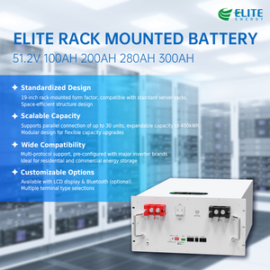 ELITE Lifepo4 15Kwhリチウムイオンバッテリー ラックマウント型 48V 51.2V 300Ah <span class=keywords><strong>Li</strong></span>イオンLFPバッテリー 太陽光発電家庭用蓄電システム用 - Product Image 2