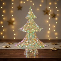 Sapin de Noël irisé à LED avec fil lumineux blanc chaud en cuivre, structure en fer, ornement pour la décoration des fêtes