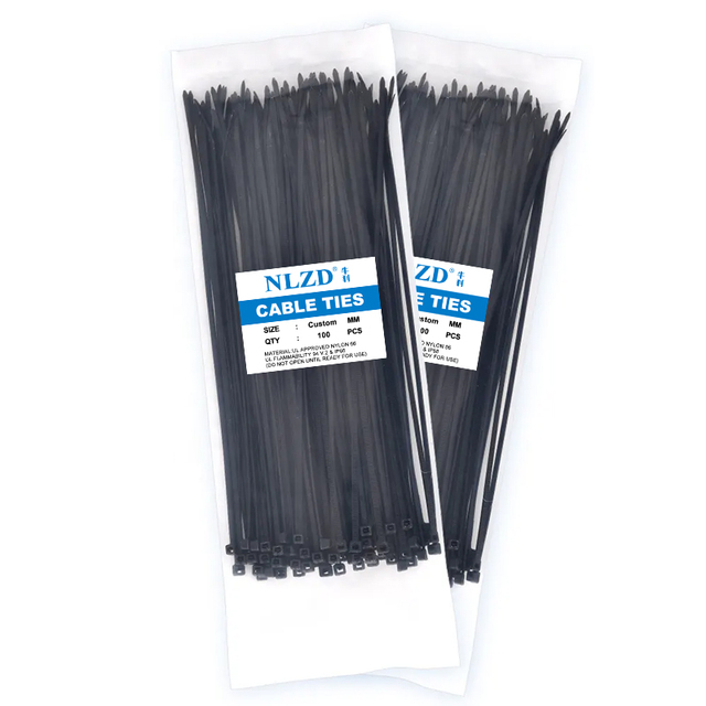 Hot Sale Nylon Cable Ties Zip Plastic UL Certified Self-Locking PA66 1000 Pcs 40 Lbs UV Resistant Black