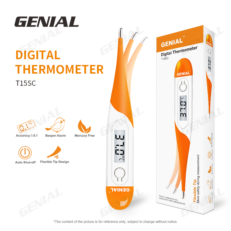 Termometer Badan Digital Elektrik T15SC Genial Penggunaan Rumah Sakit Termometer Oral Fleksibel LCD Klinis Elektronik