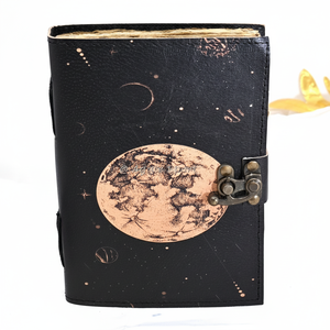 วารสารหนังสีดำอาเกตพร้อมล็อคคุณภาพสูงสมุดบันทึกระยะพระจันทร์เต็มดวงทำด้วยมือด้วยการออกแบบดวงจันทร์ท้องฟ้า - Product Image 1
