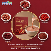 Poudre de lait de soja aux haricots rouges 200g, préparation instantanée pour petit-déjeuner, 10 sachets de fibres alimentaires, vente en gros OEM