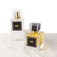 Botol Parfum Kaca Persegi Kosong 30ml 50ml 100ml Transparan Semprotan Halus Portabel Dispenser Kristal Putih untuk Perjalanan