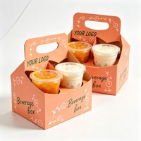 Lot de 2/4/6 boîtes à emporter en carton pour boissons avec poignée – Support de tasses et emballage pour boissons