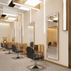 Produits tendance 2025 Salon de coiffure et de barbier Table de coiffure murale pour coloration à chaud avec éclairage au sol unilatéral - Product Image 1