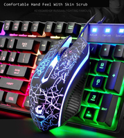 Ensemble clavier et souris de jeu mécanique filaire, clavier et souris rétroéclairés RVB russe + anglais pour joueur PC portable