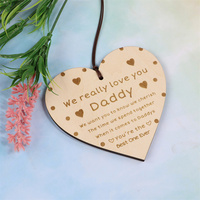 Pendentif coeur d'amour en bois personnalisé découpé au laser et cadeau créatif de travail d'impression UV
