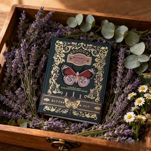 A7 Gold 3D Butterfly Embossed Fashion <b>Journal</b> Notebook Hardcover Writing Diary with Paper Cover Thread Sewing Binding - Product Image 3