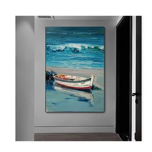 Knife Sea Boat Handmade Abstract Oil Painting On Canvas Large Size Wall Painting For Living Room