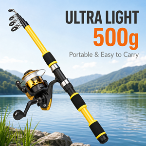 Canne à pêche télescopique portable pour enfants 1,5 m 1,8 m en fibre de verre ultralégère avec moulinet Shimano et <span class=keywords><strong>Daiwa</strong></span> pour la pêche à la carpe et en mer - Product Image 2
