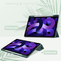 Casing untuk iPad 11th 10th 9th A16 Air 6 5 4 Pro 11 10.2 10.9, Penyangga Lipat Tiga, Penutup Tablet Akrilik Transparan dengan Slot Pena