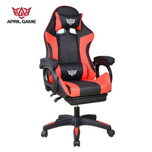 Barato personalizado negro rojo cuero giratorio PVC PU cómodo reclinable económico juego silla <span class=keywords><strong>gamer</strong></span> silla con reposapiés - Product Image 1