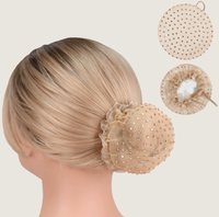 Filet à cheveux en maille orné de strass, extensible et à volants, pour chignon, idéal pour la danse classique et les spectacles sur scène, accessoires pour filles