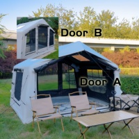 Tente de glamping gonflable occultante Moon White 8m² en Oxford 420D avec double porte AB, abri familial imperméable pour le camping
