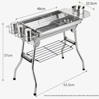 Barbecue portable pliable sans fumée, résistant à la rouille, en acier inoxydable épaissi, pour camping, kebabs et usage domestique