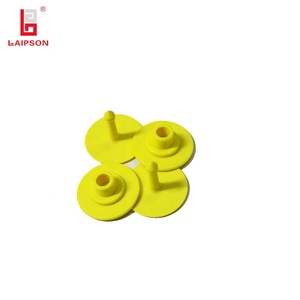 Petite étiquette d'oreille visuelle en TPU jaune avec code QR imprimé pour cochon, cochon, <span class=keywords><strong>mouton</strong></span> - Product Image 1