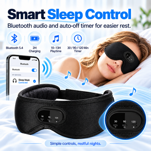 Antifaz Inteligente Bluetooth 5.4 para Dormir, con Bloqueo de Luz 3D, Audio de Ruido Blanco, para Viajes y Relajación - Product Image 1