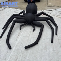 Grande araignée gonflable noire pour décoration d'Halloween, araignée gonflable en tissu Oxford pour la décoration de toits et de maisons hantées