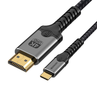 Câble adaptateur tressé haute vitesse Type-C vers HDTV 4K/8K 60Hz pour ordinateur portable, moniteur, téléviseur, projecteur et caméra