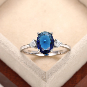 Anillo Ovalado con Gema Azul para Mujer, Joyería Elegante y de Lujo para el Dedo - Product Image 3
