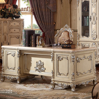 Ensemble de mobilier de bureau classique européen de luxe en bois massif sculpté, bureau de direction, bibliothèque, armoire, design de style palais français