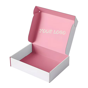 Boîtes d'expédition en carton ondulé rose recyclables pour chaussures et vêtements, boîte cadeau personnalisée avec logo, emballage en papier pour petites entreprises - Product Image 1
