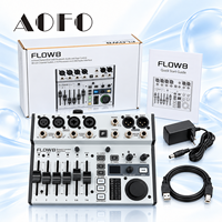 Console de mixage numérique AOFO Flow8 Mini, interface audio USB 8 canaux, Bluetooth et contrôle par application, processeurs pour diffusion en direct et podcast