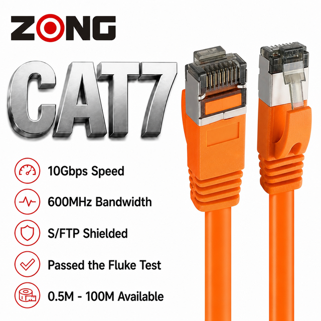 CAT7 Flat Ethernet Cable RJ45 Network LAN Patch Cord for Gaming Office Router PC