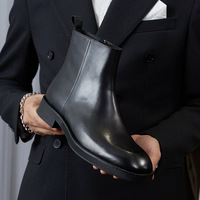 Bottes Chelsea montantes pour hommes, style mode, en cuir véritable fait main, respirantes, classiques et officielles
