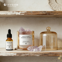 LunaLith Vente en gros de diffuseurs passifs en verre personnalisés avec pierres de cristal, huile essentielle d'aromathérapie naturelle 15 ml pour la fragrance d'intérieur