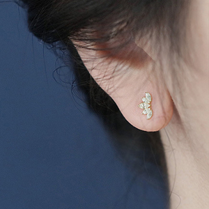 CANNER S925 Silver Flower Horse's Eye Zircon Ear <b>Studs</b> Small Marquise Stones <b>Stud</b> Earrings 18K Gold for Women - Product Image 4