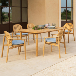 विला आंगन आउटडोर टेबल और कुर्सियों सेट पैसो स्विमिंग पूल रेस्तरां वाटरप्रूफ और सनस्क्रीन एल्यूमीनियम मिश्र धातु लंबी टेबल - Product Image 3