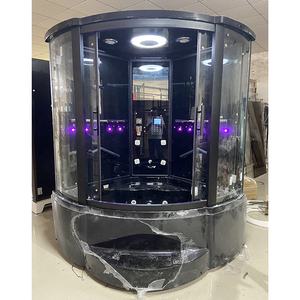 Cabine de Douche Hammam et Sauna à Vapeur avec Cadre en Aluminium Noir et Baignoire de Massage - Product Image 2