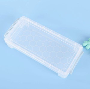 Estuche transparente de plástico para lápices Bonvada, caja de almacenamiento rectangular con hebilla, organizador de lápices para la escuela y oficina con hebilla - Product Image 2