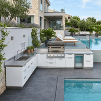 Cuisine extérieure modulaire de style européen en acier inoxydable 304, armoire de cuisine extérieure résistante à l'humidité pour cour et jardin