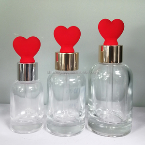 Best-selling Items 15ml30ml50ml Luxurious Cosmetic Glass Essence <strong>Bottle</strong> Transparent <strong>Bottle</strong> With <strong>Pink</strong> Heart Shaped Dropper Cap - Product Image 2