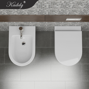 Inodoro Suspendido <span class=keywords><strong>con</strong></span> Bidé, de Una Pieza, <span class=keywords><strong>con</strong></span> Cisterna Empotrada, Asiento <span class=keywords><strong>con</strong></span> Tapa de Cierre Suave, Descarga de 3/6L, Sifón en P, Set de Baño - Product Image 4