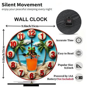 Round Wooden Wall <b>Clock</b> 25cm Diameter Natural Wood Frame Silent <b>Movement</b> Modern Simple Home Hotel Cafe Decor - Product Image 2