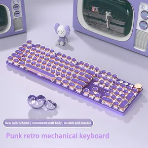 Hotswap interruttore classico Punk Keycap senza fili macchina da scrivere stile meccanico da gioco tastiera macchina da scrivere tastiera da gioco meccanica tastiera