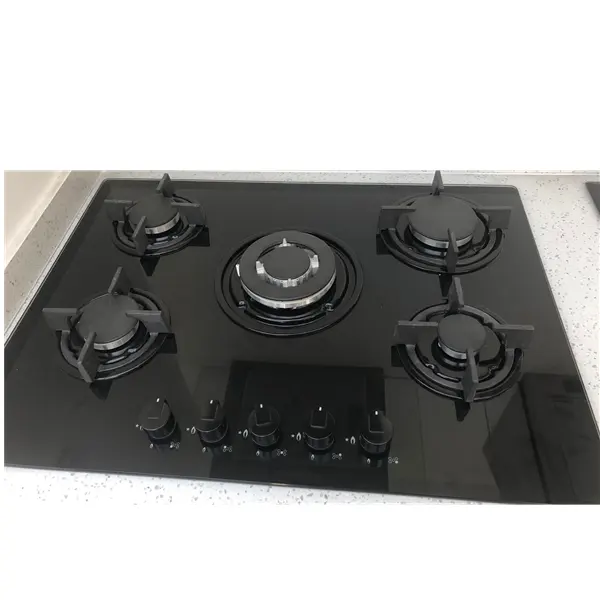 Hot sell FIVE burners Built-in Tempered Glass Gas Cooktop