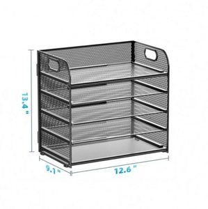 Metal Mesh Paper Organizer Letter <b>Tray</b> 5 Tier <b>File</b> Organizer with Handle Paper Sorter Desk Organizer for Home Office Supplies - Product Image 4