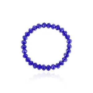 6mm Briolette Crystal Glass Beads Bracelet Faceted Briollete Rondelle Shape Beaded Stretch Bracelet Assorted Colors