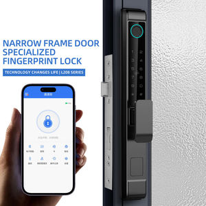 กุญแจล็อคประตูอัจฉริยะแบบมินิมอลทันสมัย ขอบบาง ใช้แอป Tuya ระบบคลาวด์ บัตร IC <span class=keywords><strong>รหัส</strong></span>ผ่าน  แบบไม่ใช้กุญแจ สำหรับประตูทรงเพรียวบาง - Product Image 2