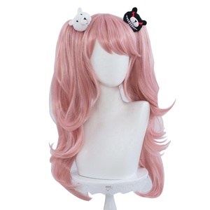 Perruque synthétique de cosplay anime de haute qualité, longue de 60 cm, bouclée, rose, <span class=keywords><strong>Dangan</strong></span> Ronpa, Enoshima Junko, avec 2 queues de cheval, CS-078C - Product Image 6